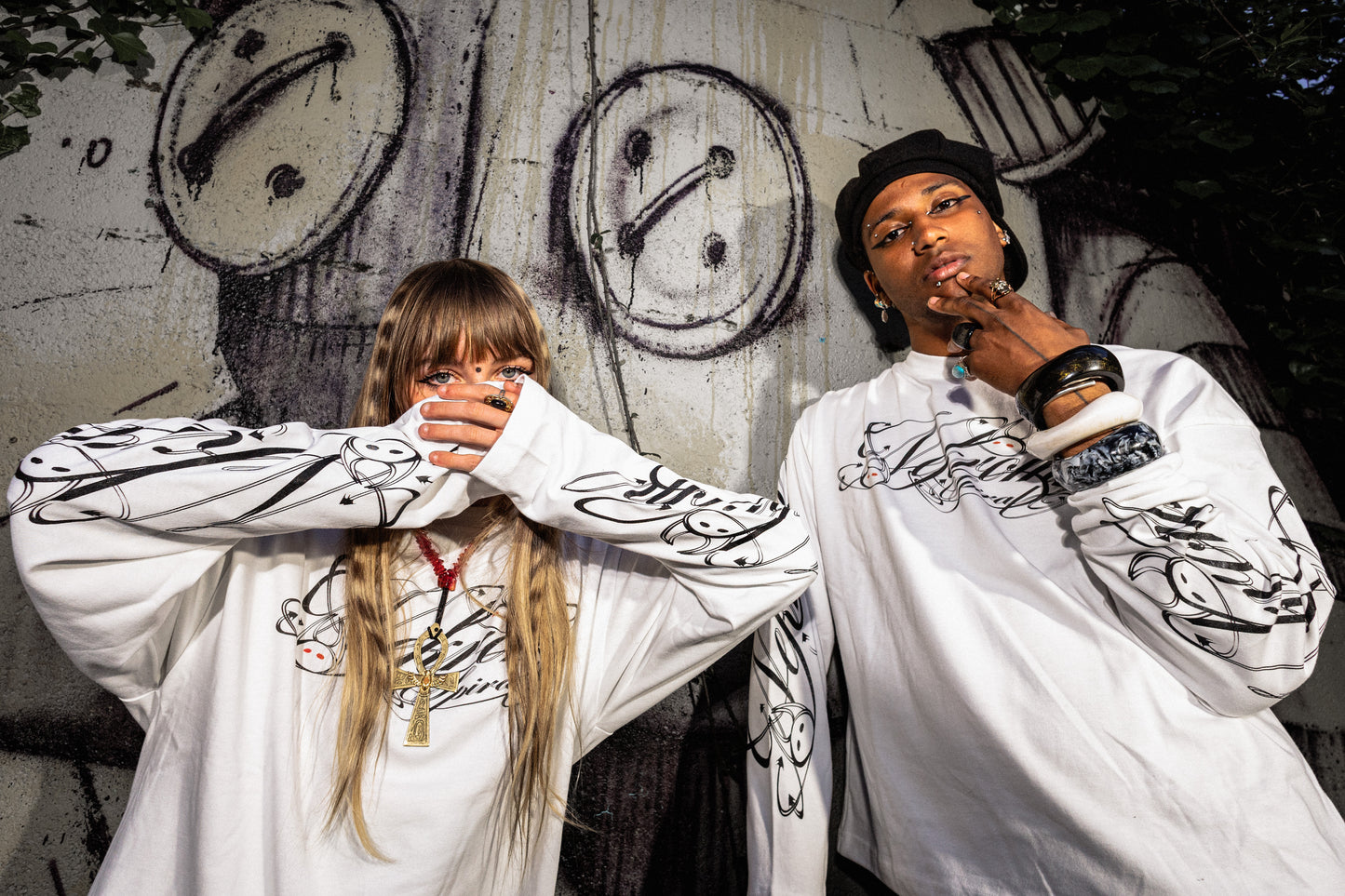 Spiral LS Tee Calligraphic White