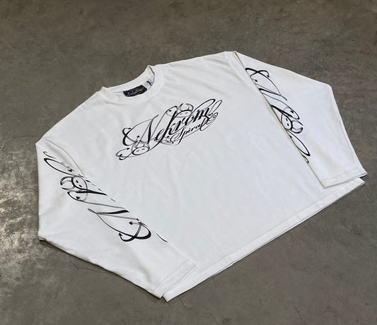 Spiral LS Tee Calligraphic  White